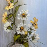 “ on Daisies.” By “Edy” Edith Dale Avance, 1979 acrylic on cheap canvas.